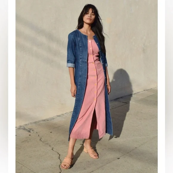 Ilana Kohn denim maxi dress 3/4 sleeves button down size 4 - Picture 3 of 11